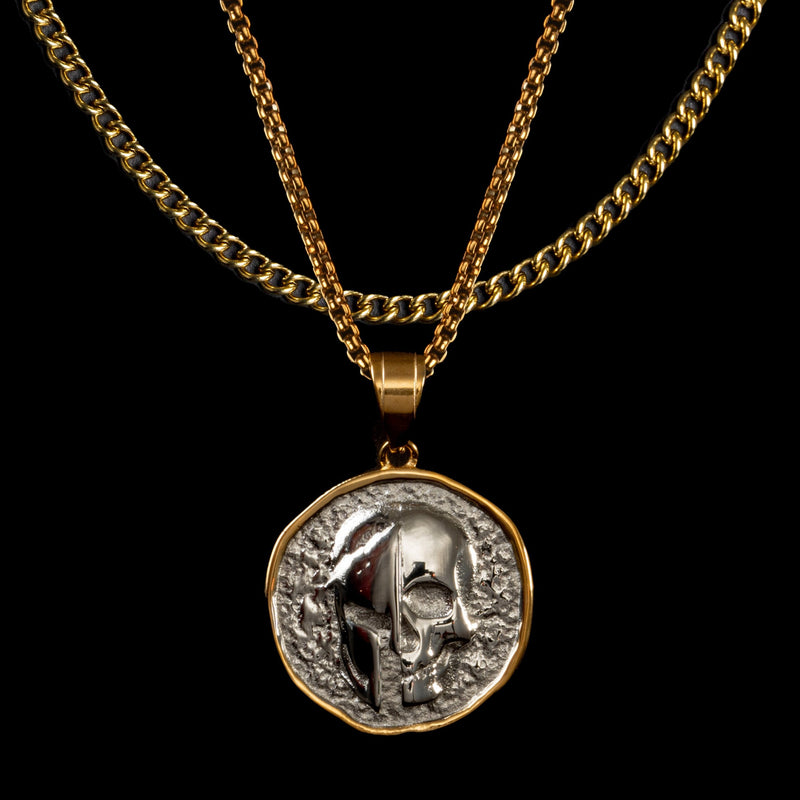 Spartan Skull: 'Veni Vidi Vici' - Coin Pendant ( Gold )