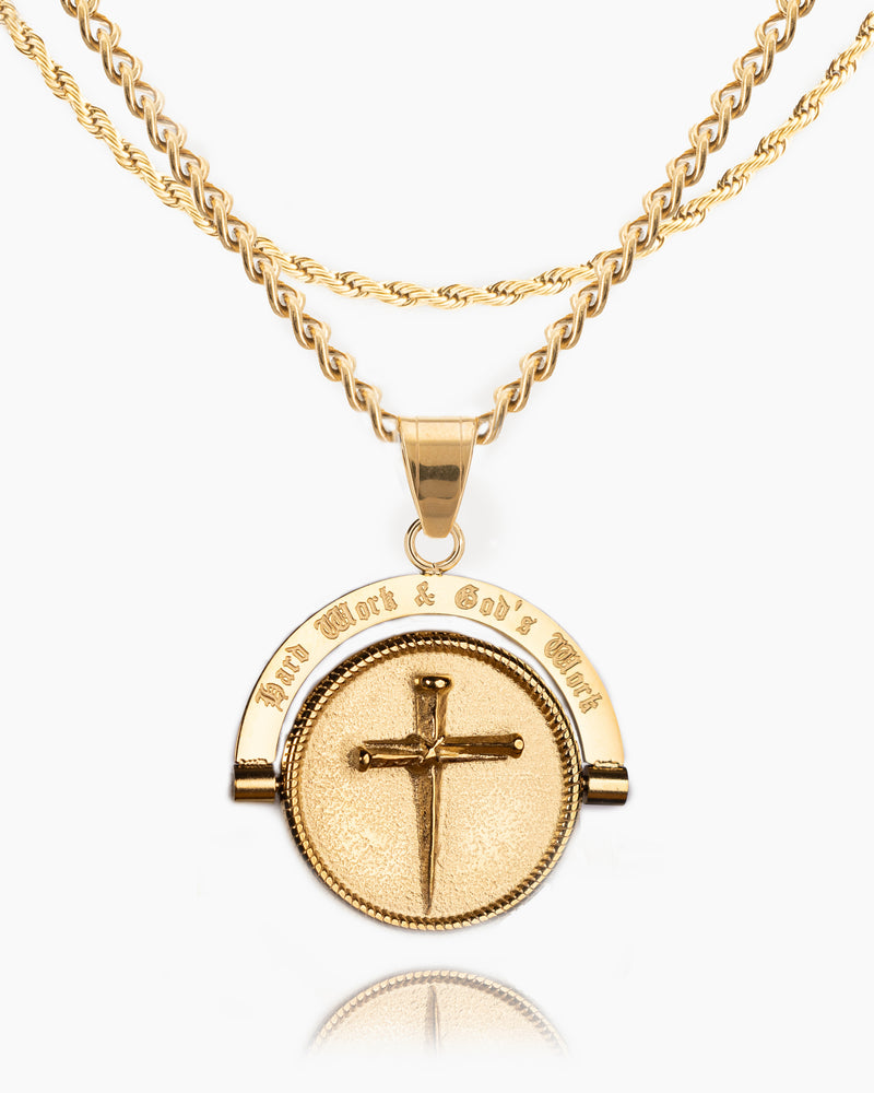 Hard Work & God's Work Double Sided Pendant