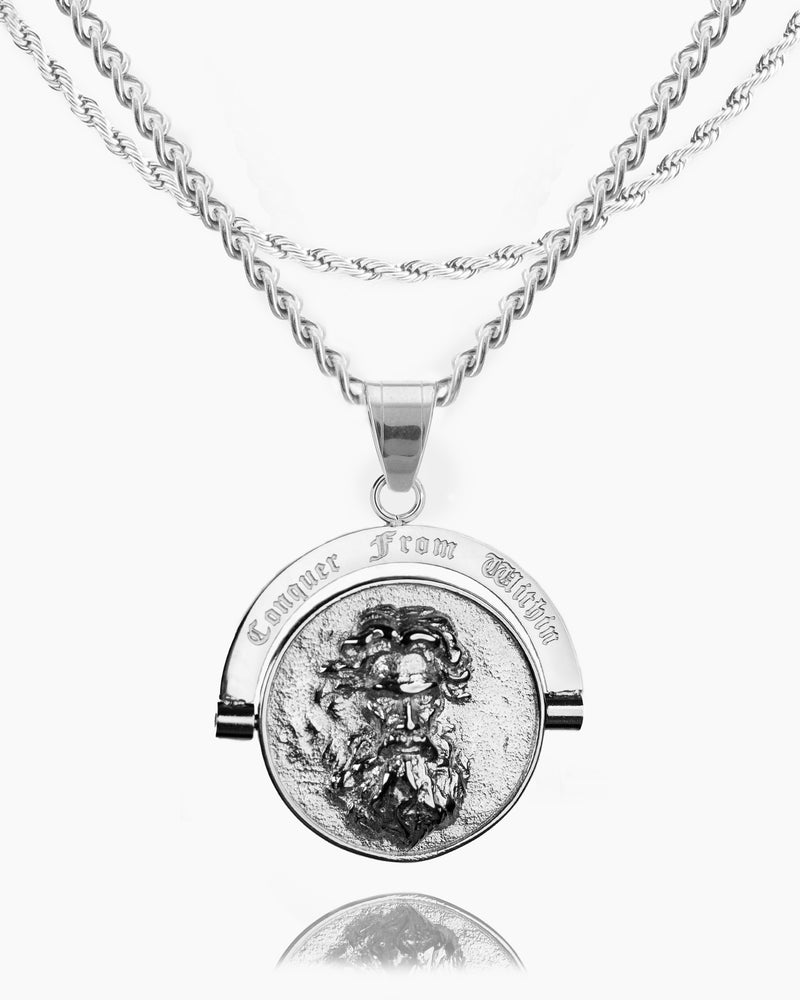 Trident Conquer From Within Double Sided Pendant