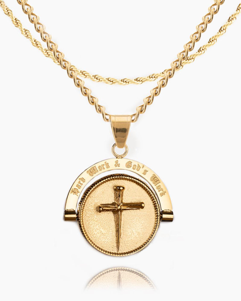 Hard Work & God's Work Double Sided Pendant