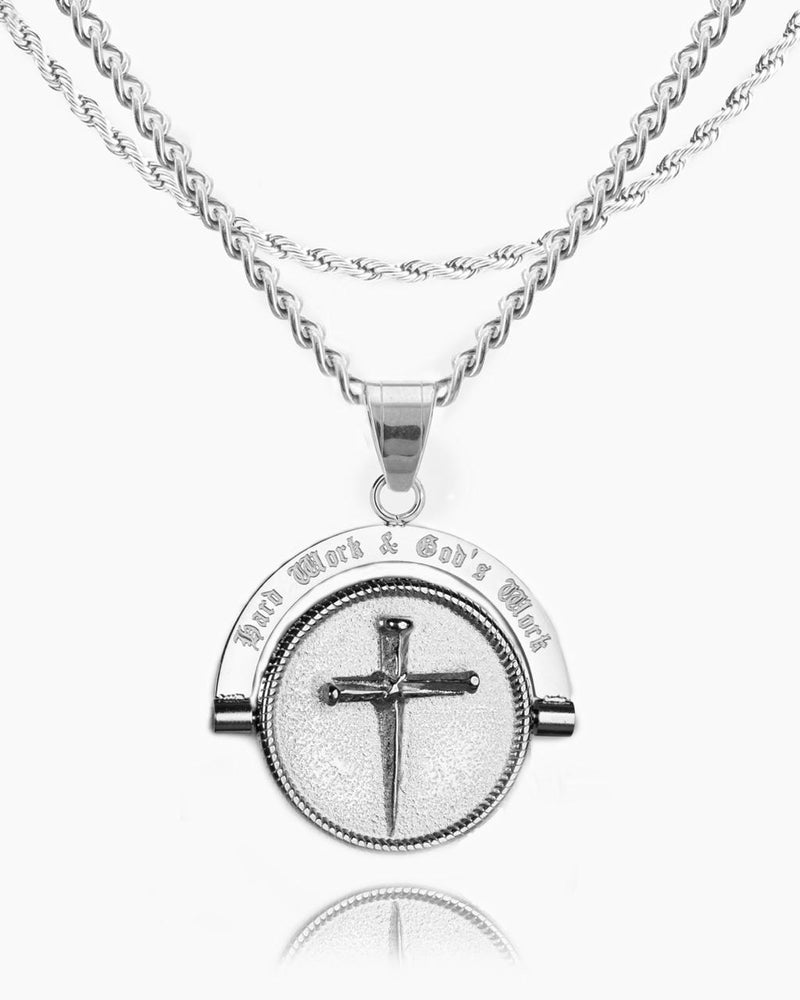 Hard Work & God's Work Double Sided Pendant