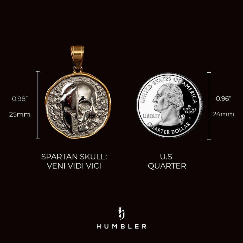 Spartan Skull: 'Veni Vidi Vici' - Coin Pendant ( Gold )