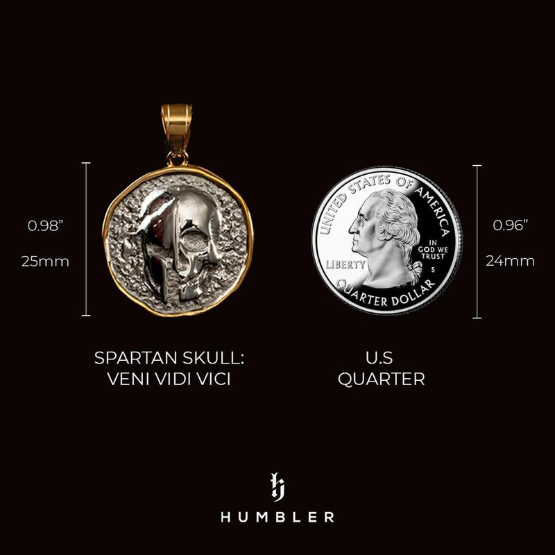 Spartan Skull: 'Veni Vidi Vici' Coin Pendant ( Gold )