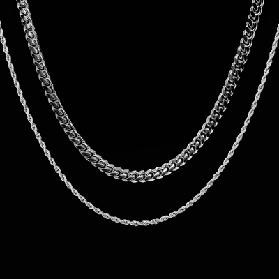 Cuban + Rope Set - Silver