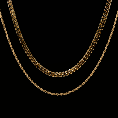 Cuban + Rope Set - Gold