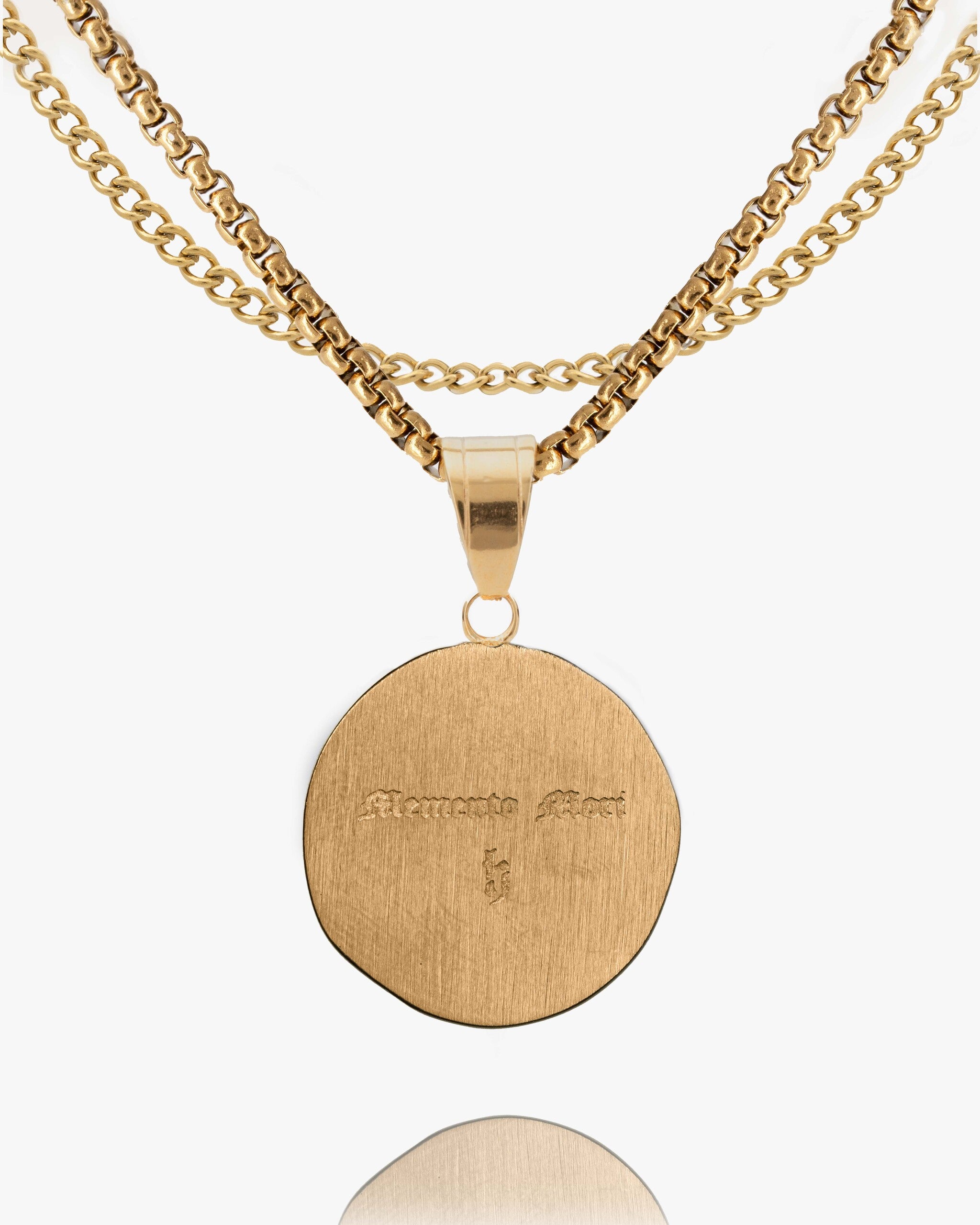 Death Smile Memento Mori Coin Pendant in Gold - Humbler