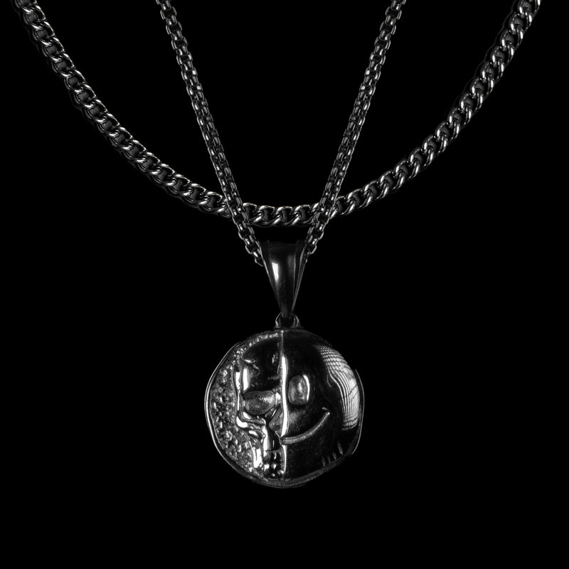 Death Smile: 'Memento Mori' - Coin Pendant ( Silver / Black )