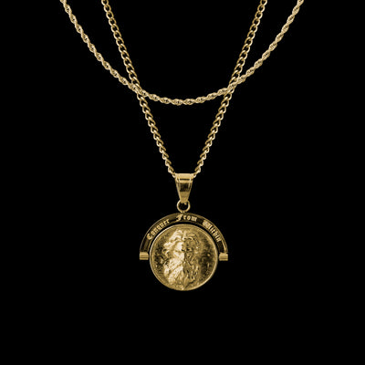 Trident : Conquer From Within - Double Sided Pendant ( Gold )