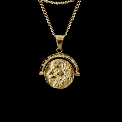 Lion's Prayer - Double Sided Pendant ( Gold )