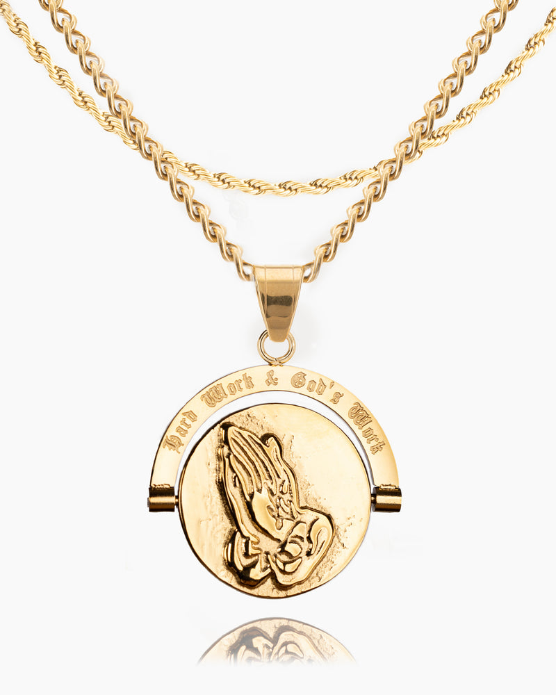Hard Work & God's Work Double Sided Pendant