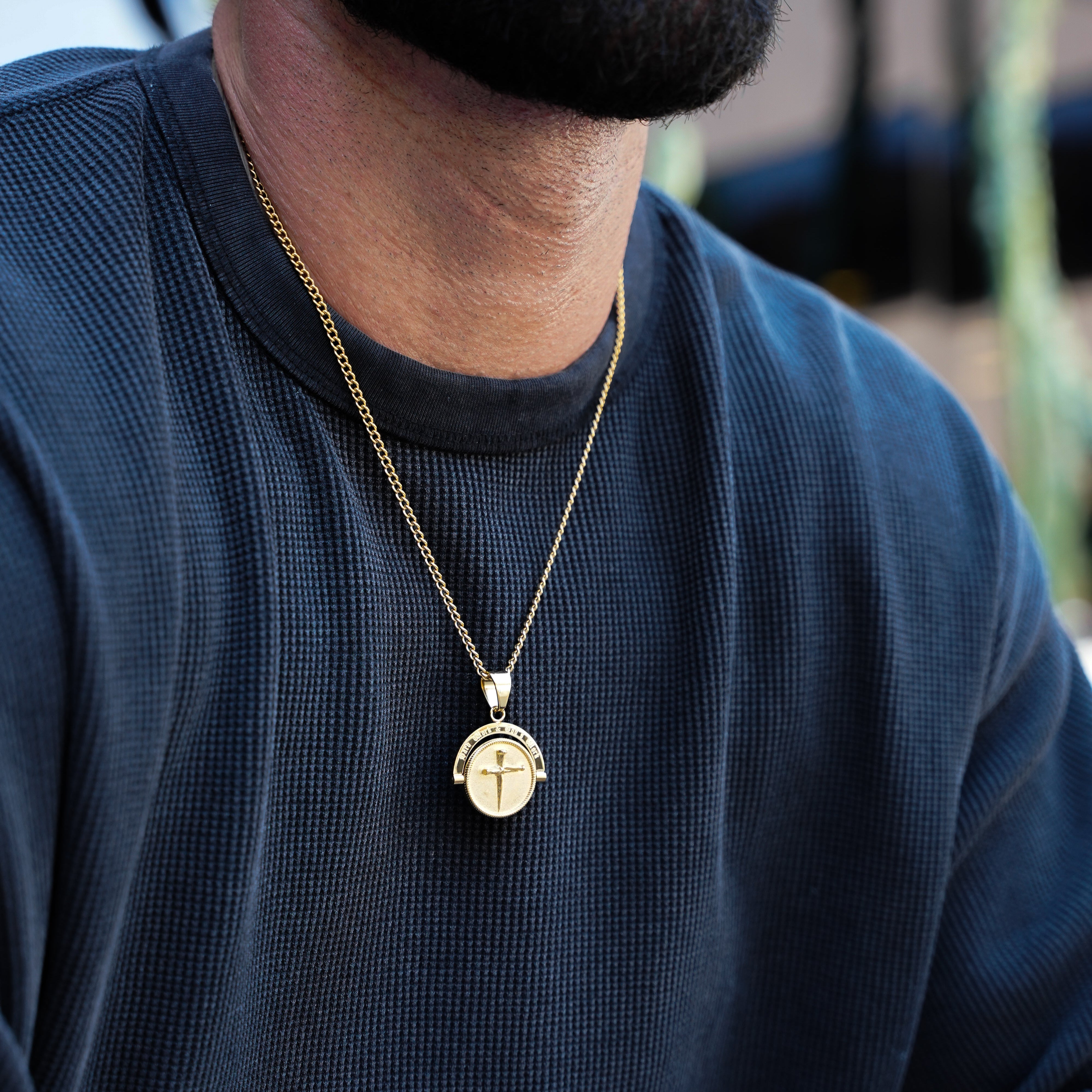 Hard Work & God's Work Double Sided Pendant in Gold - Humbler