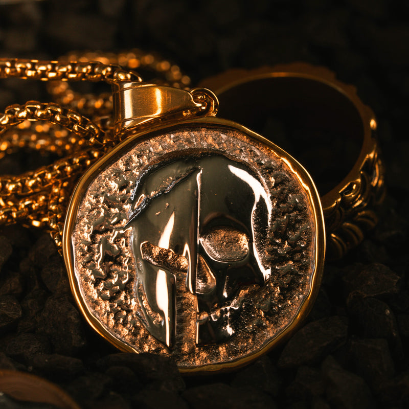 Spartan Skull: 'Veni Vidi Vici' Coin Pendant ( Gold )