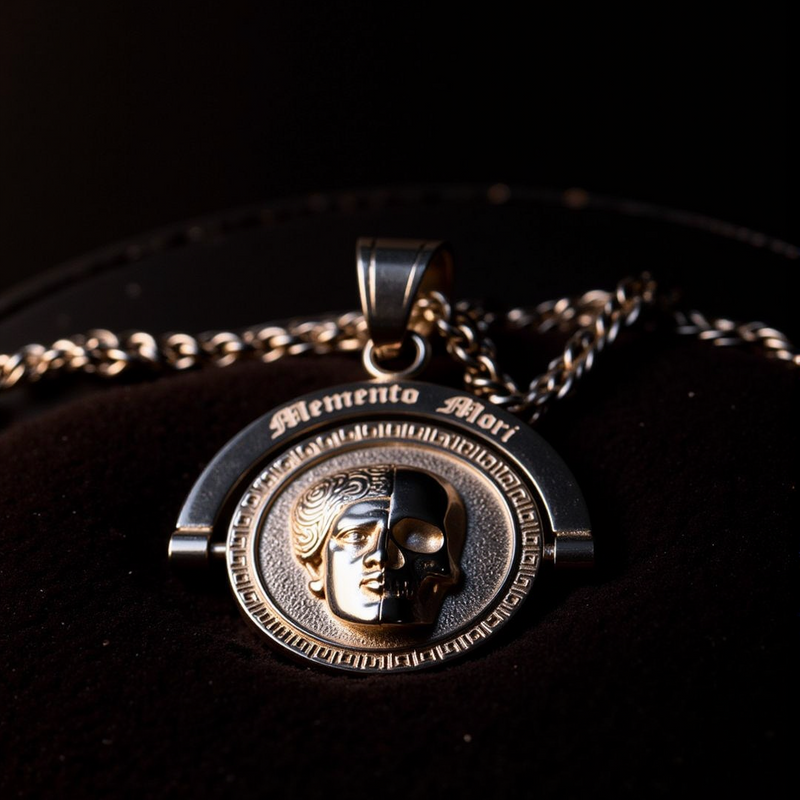 Memento Mori Halsketting van 925 sterling zilver, meento Mori hanger Memento Mori Halsketting van 925 sterling zilver, meento Mori hanger