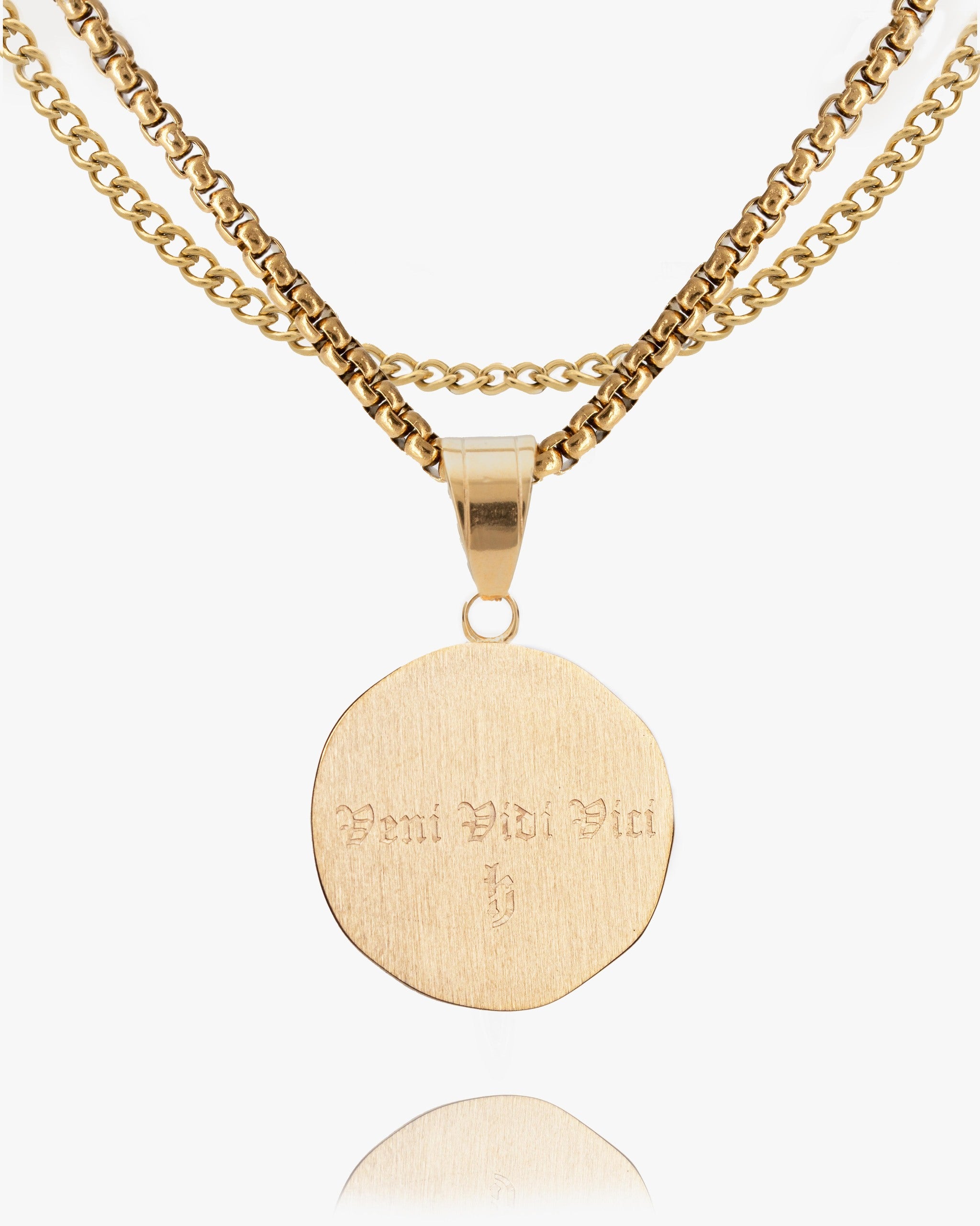 Spartan Skull Veni Vidi Vici Coin Pendant in Gold - Humbler