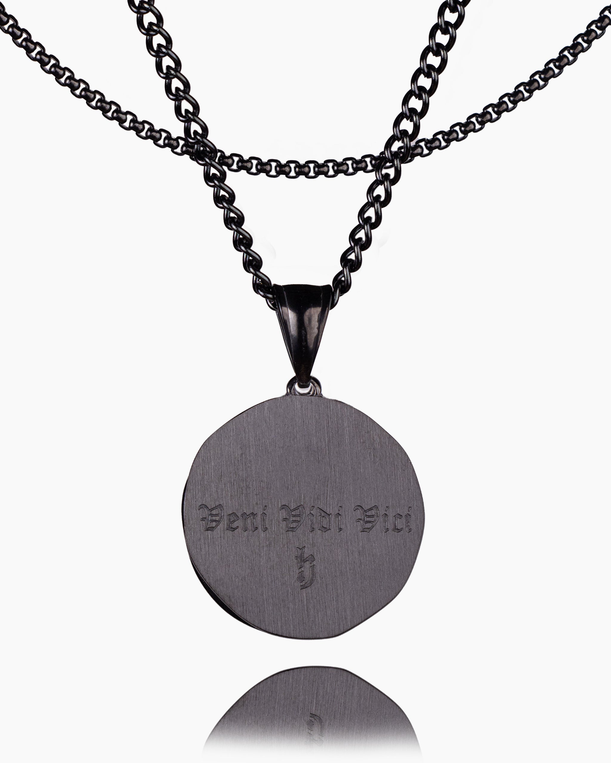 Spartan Skull Veni Vidi Vici Coin Pendant in Black/Silver - Humbler
