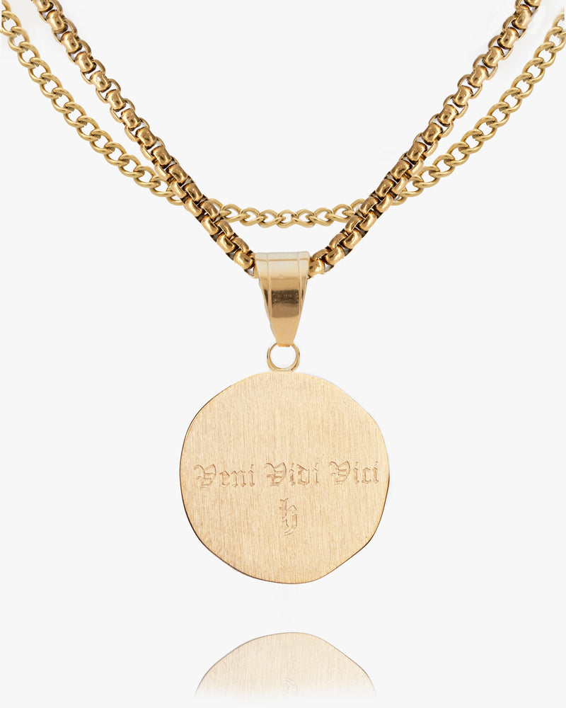 Spartan Skull Veni Vidi Vici Coin Pendant