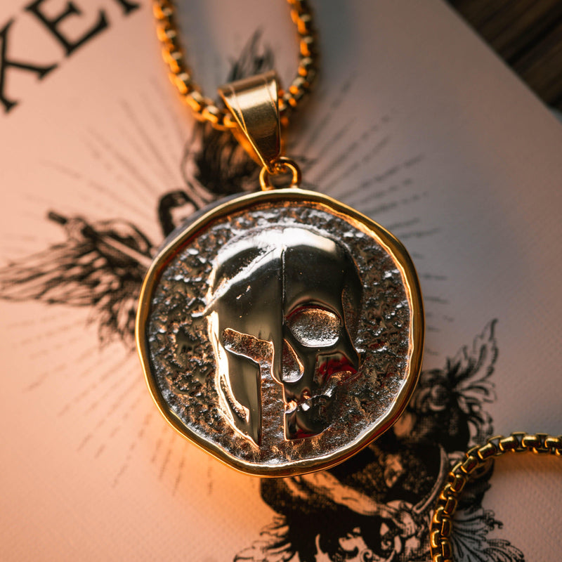 Spartan Skull Veni Vidi Vici Coin Pendant