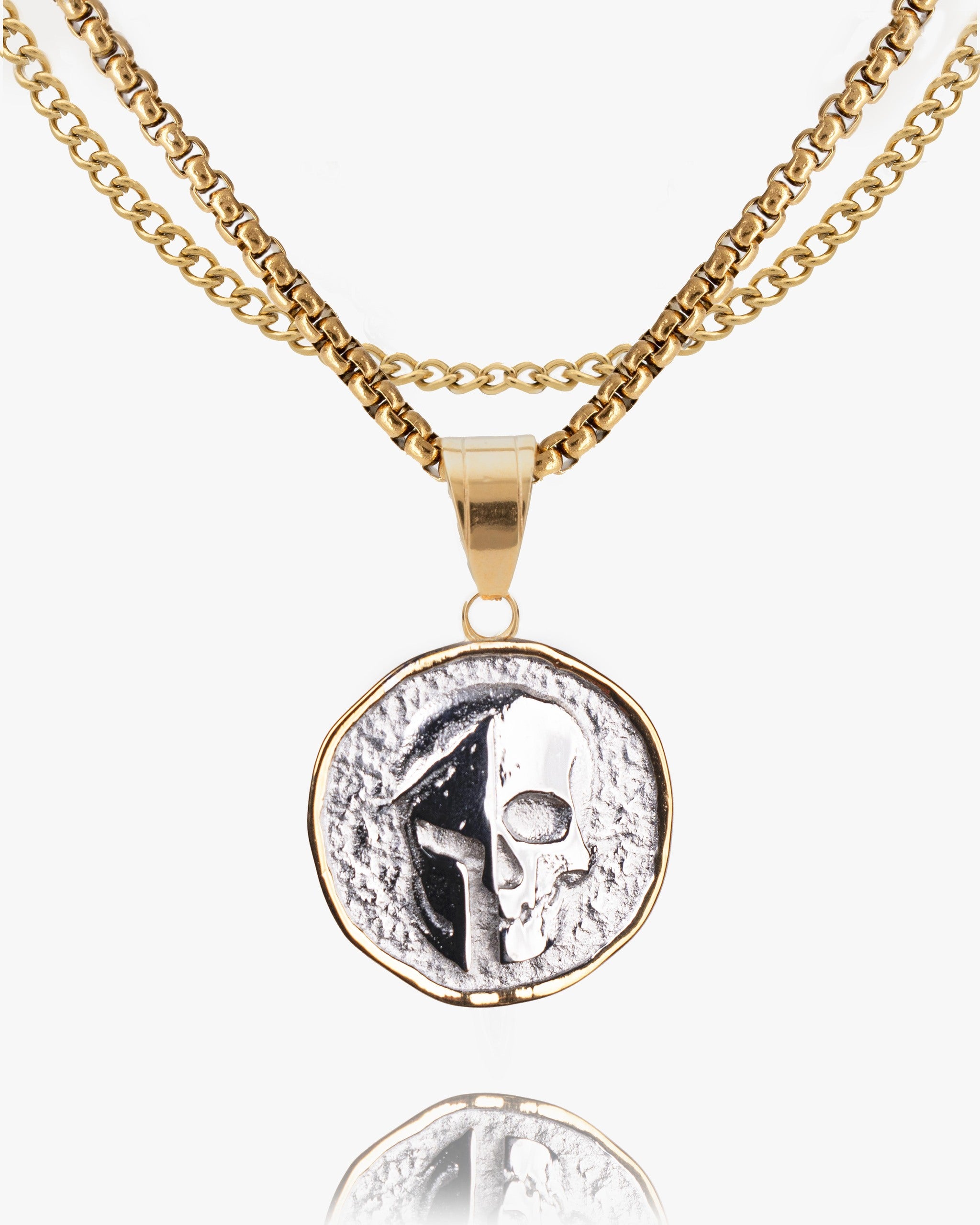 Spartan Skull Veni Vidi Vici Coin Pendant in Gold - Humbler
