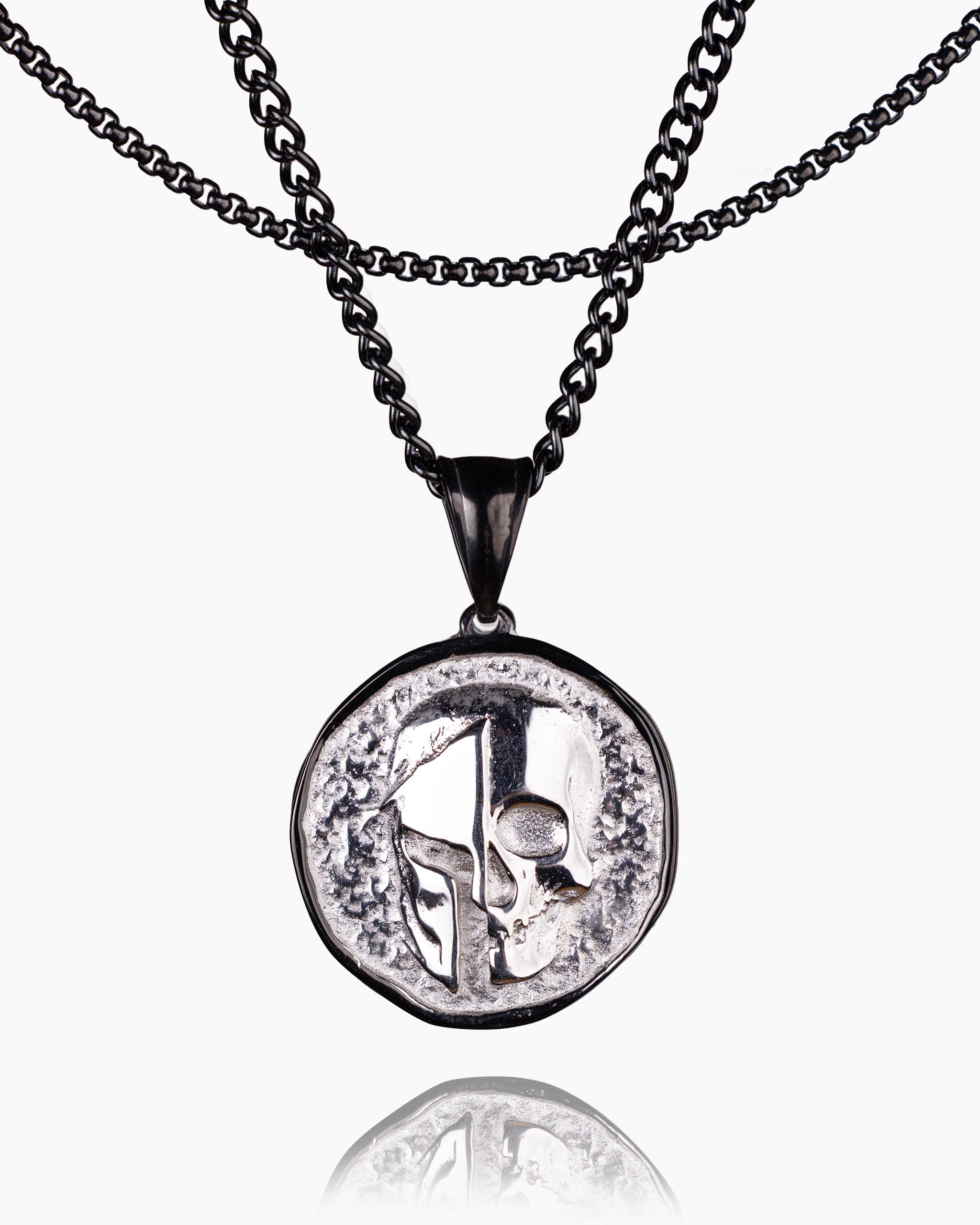 Spartan Skull Veni Vidi Vici Coin Pendant in Black/Silver - Humbler