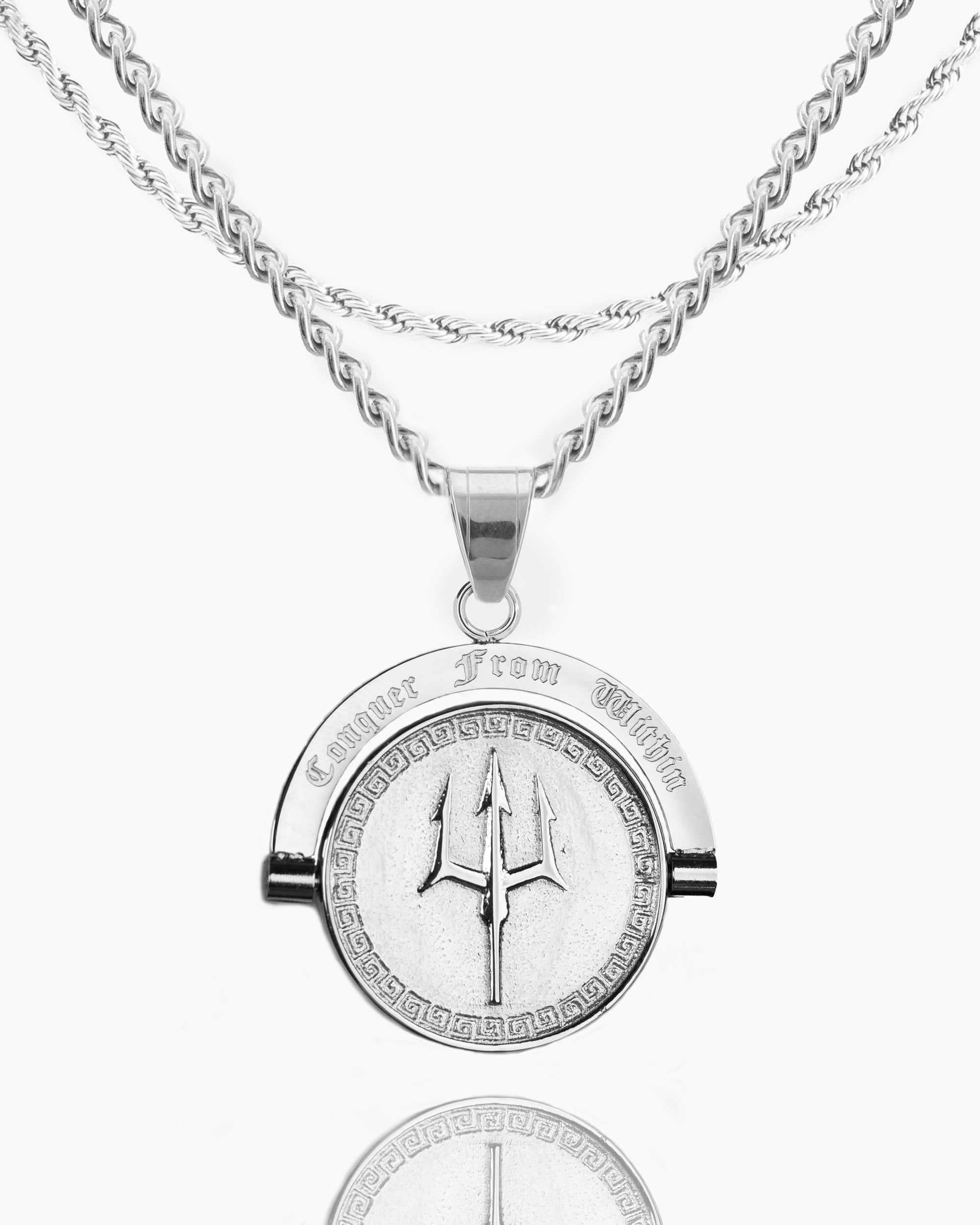 Trident Conquer From Within Double Sided Pendant-Humbler