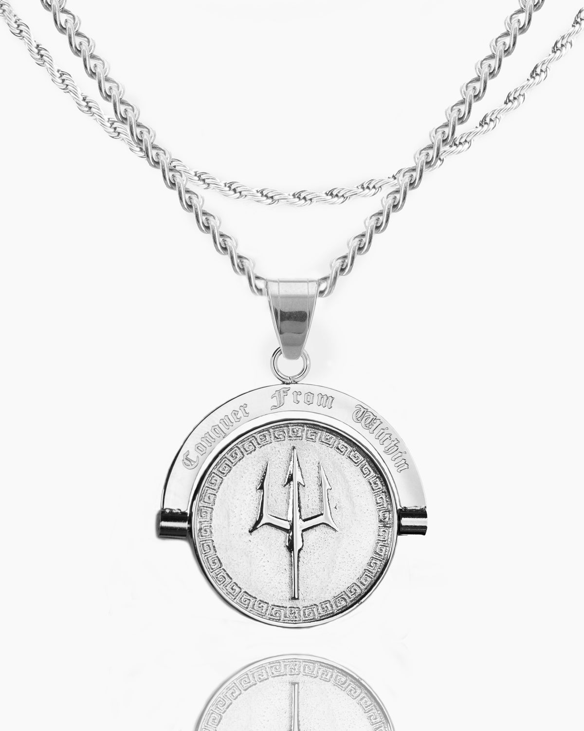 Trident Conquer From Within Double Sided Pendant-Humbler