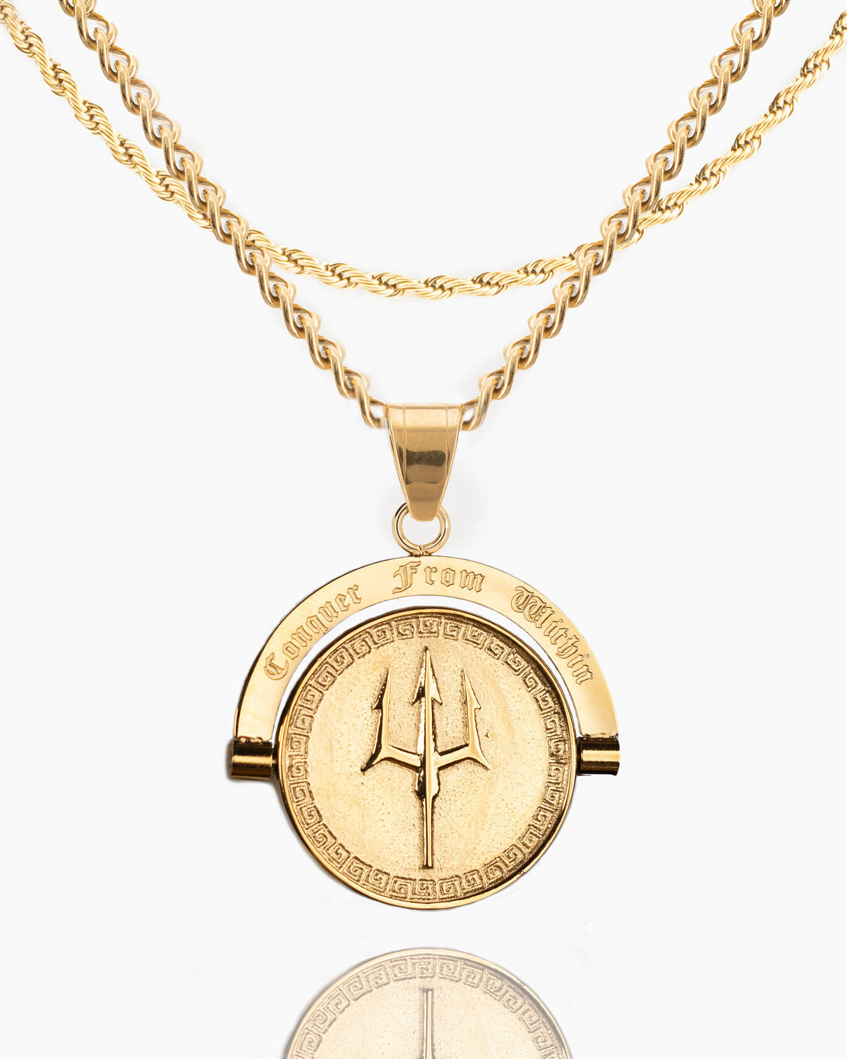 Trident Conquer From Within Double Sided Pendant-Humbler