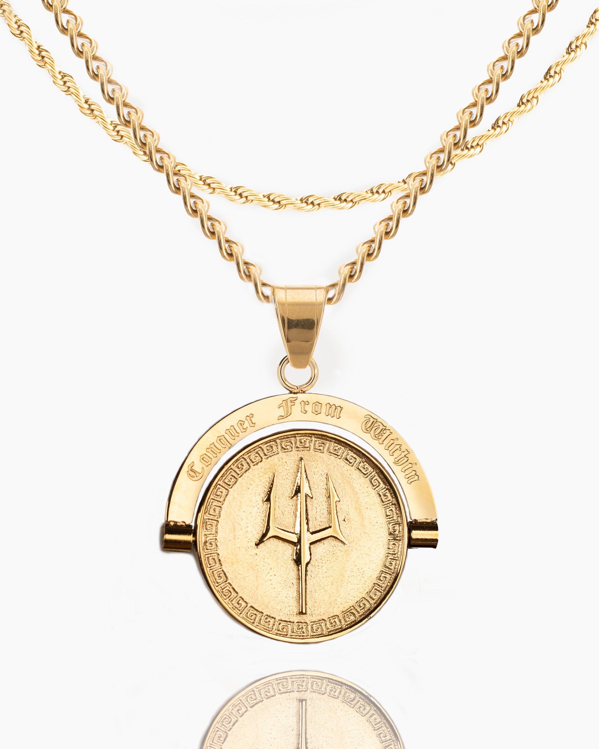 Trident Conquer From Within Double Sided Pendant-Humbler