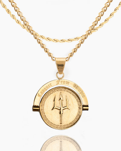 Trident Conquer From Within Double Sided Pendant