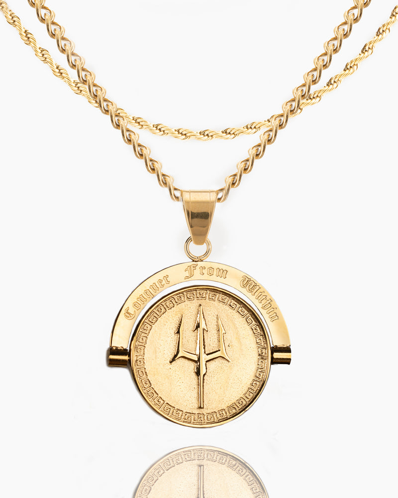 Trident Conquer From Within Double Sided Pendant-Humbler