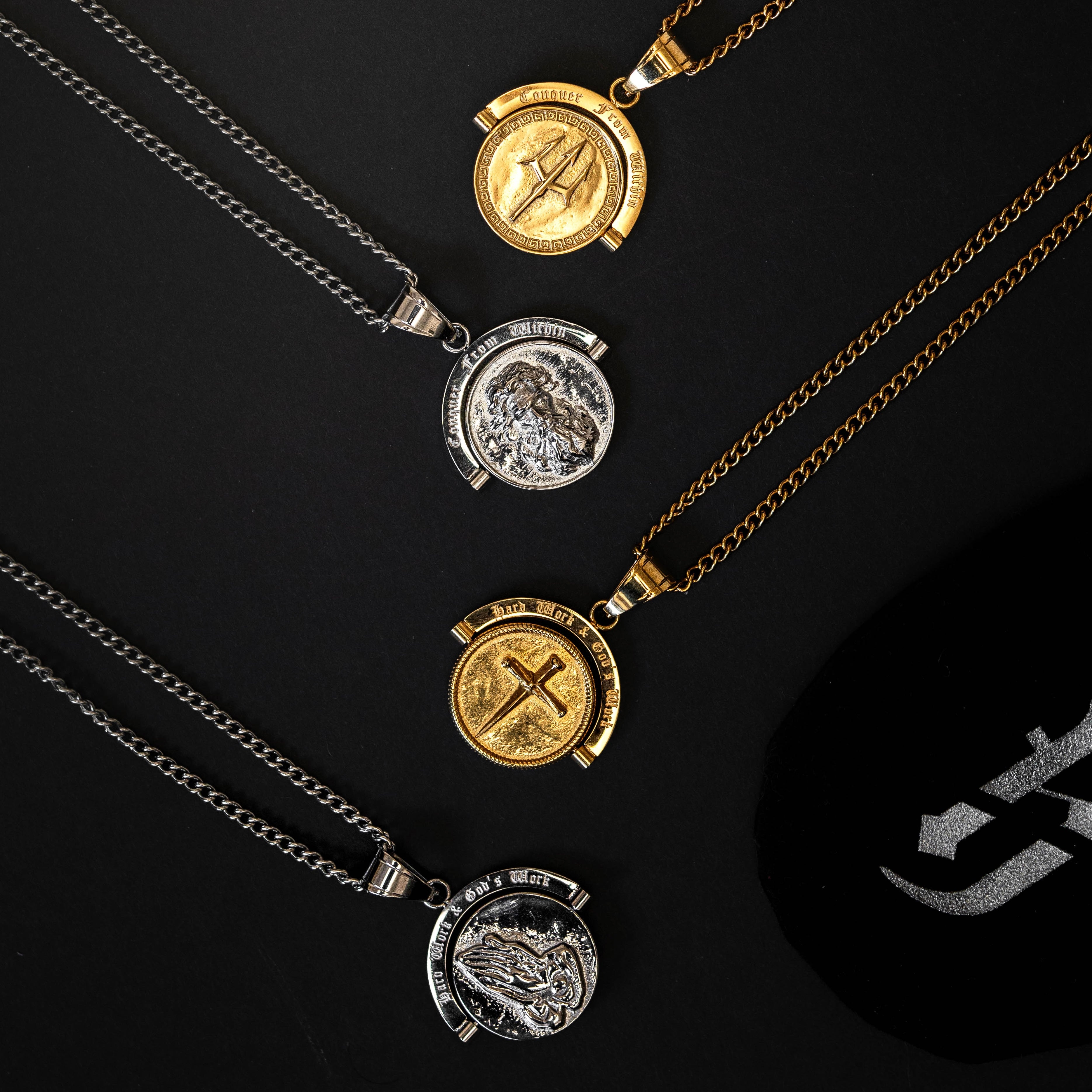 Trident Double-Sided Pendant in Silver - Humbler