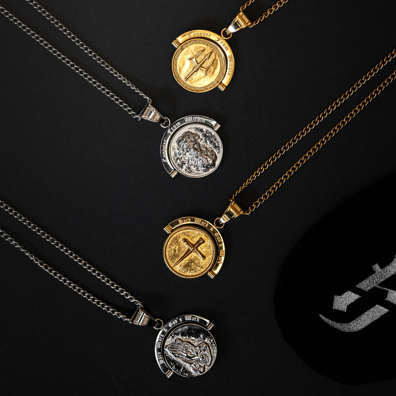 Trident Conquer From Within Double Sided Pendant-Humbler