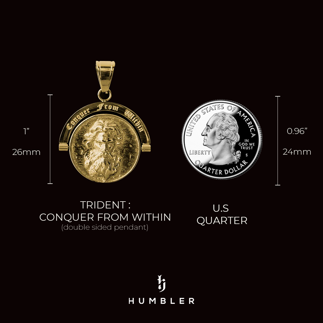 Trident Conquer From Within Double Sided Pendant-Humbler