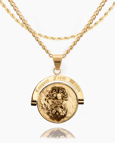 Trident Conquer From Within Double Sided Pendant