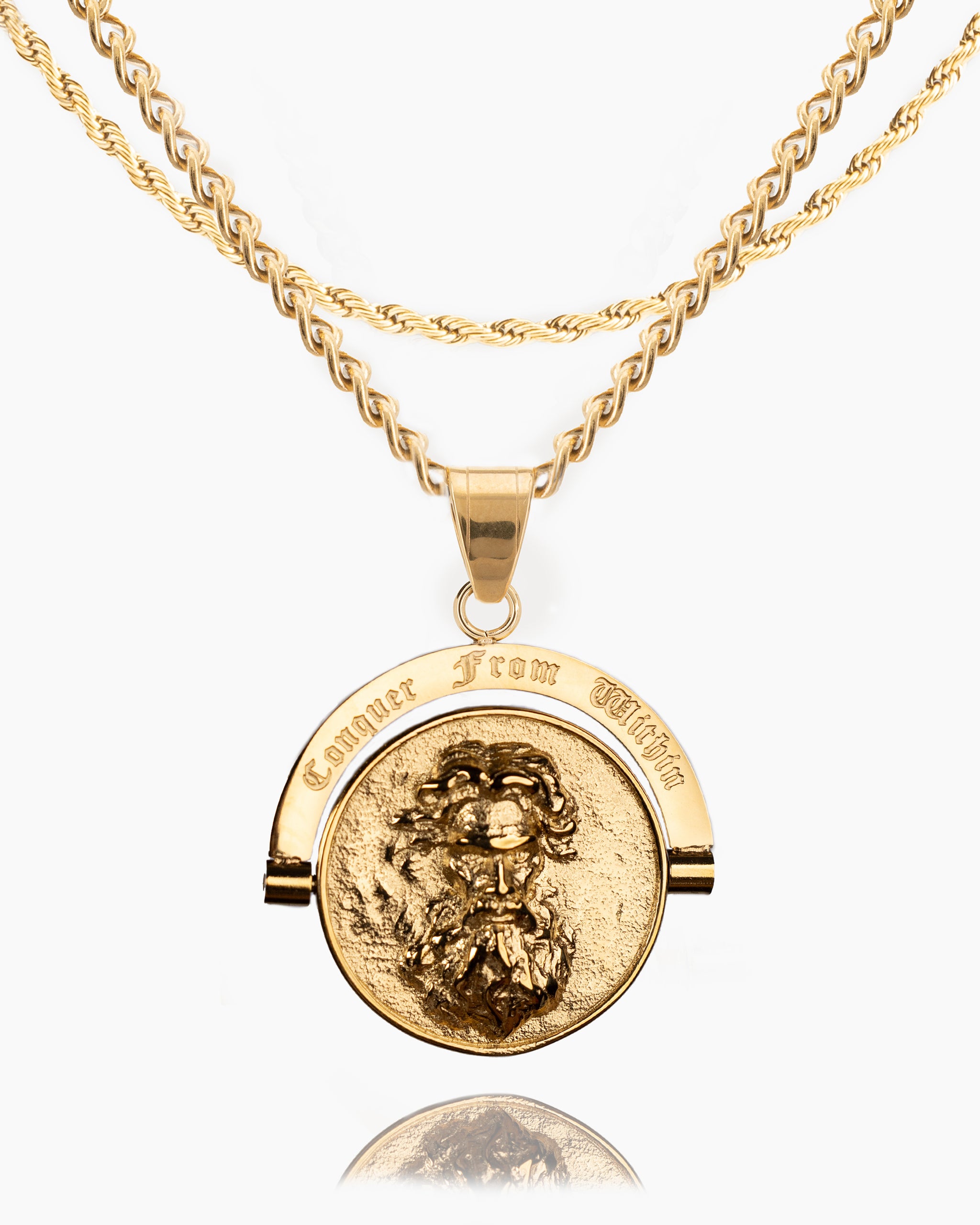 Trident Conquer From Within Double Sided Pendant-Humbler