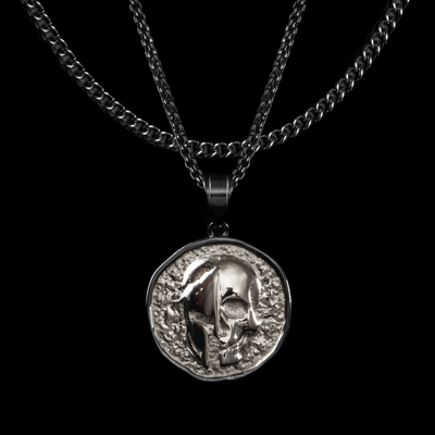 Spartan Skull: 'Veni Vidi Vici' Coin Pendant ( Black/Silver )