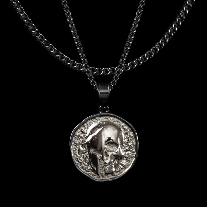 Spartan Skull Veni Vidi Vici Coin Pendant