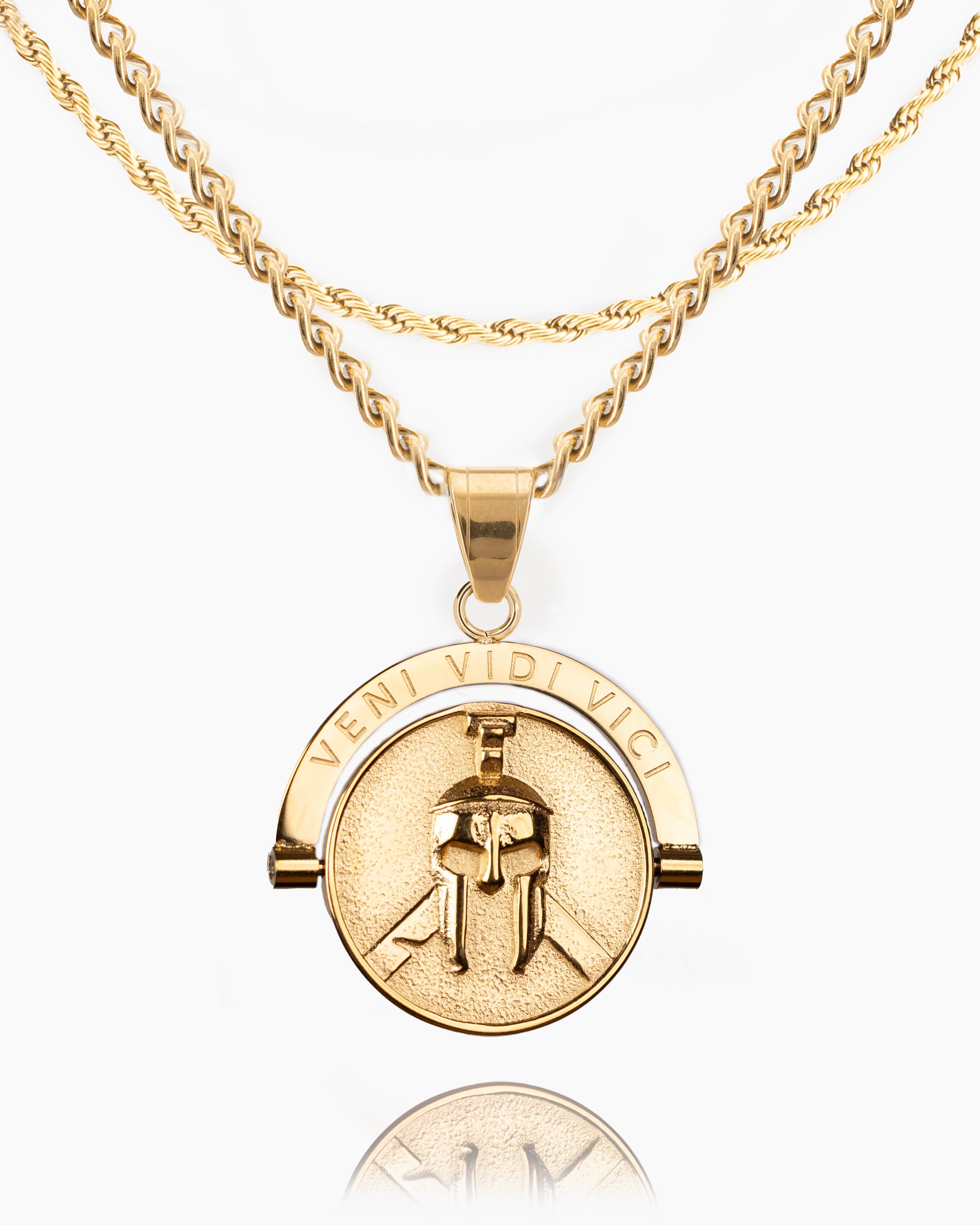 Warrior Veni Vidi Vici Double-Sided Pendant in Gold - Humbler