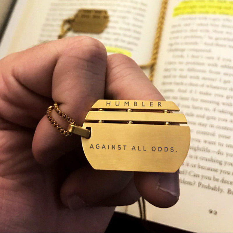 'Against All Odds' Dog Tag ( Gold )-Humbler