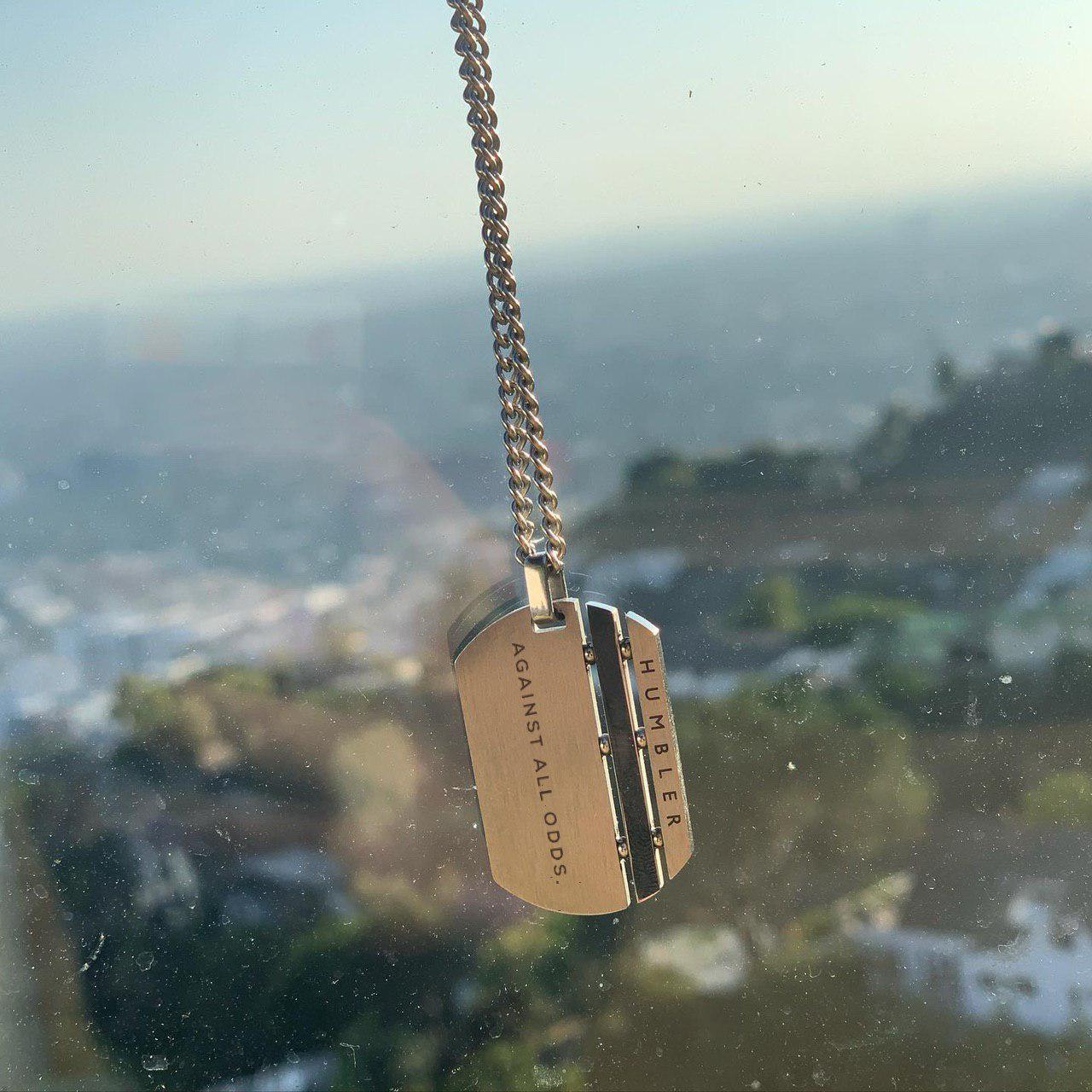 'Against All Odds' Dog Tag ( Silver )-Humbler
