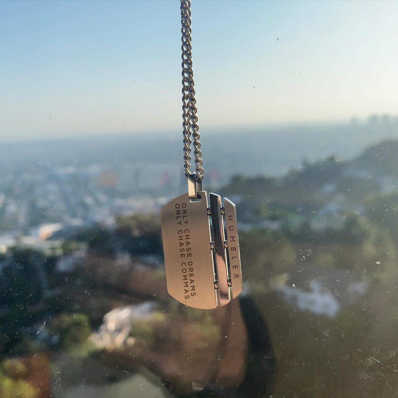 'Dreams & Commas' Dog Tag ( Silver )-Humbler